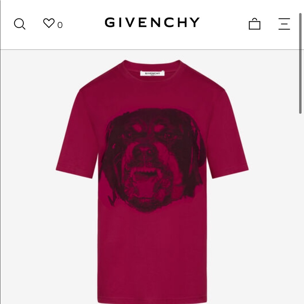 Givenchy burgundy rottweiler shirt